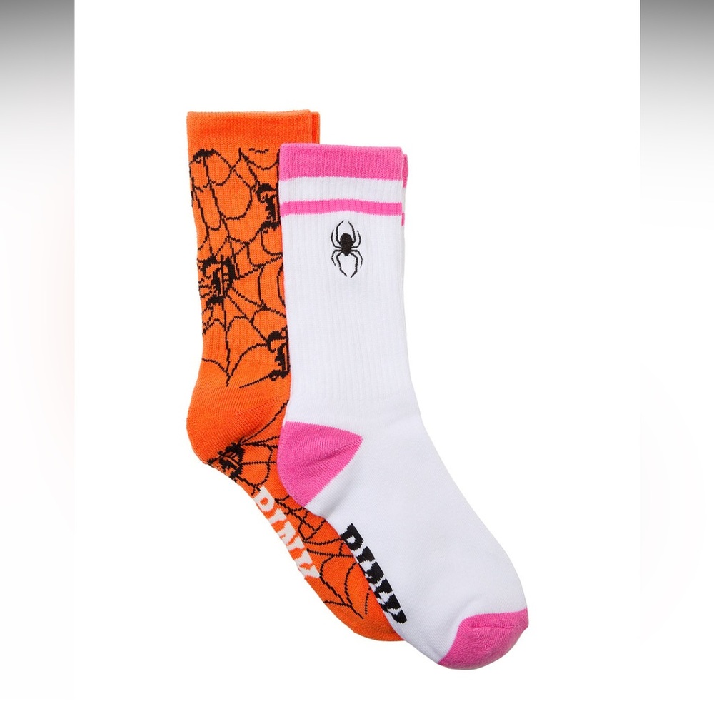 VS PINK Halloween Spider & Spiderweb 2-Pack Crew Socks NEW